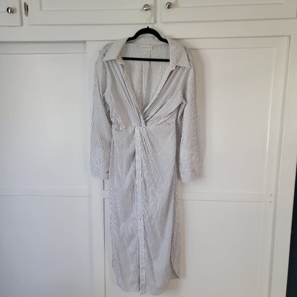 Modern Citizen Dresses & Skirts - Modern Citizen, Shirtdress Dress, Size Small, White with navy pinstripes